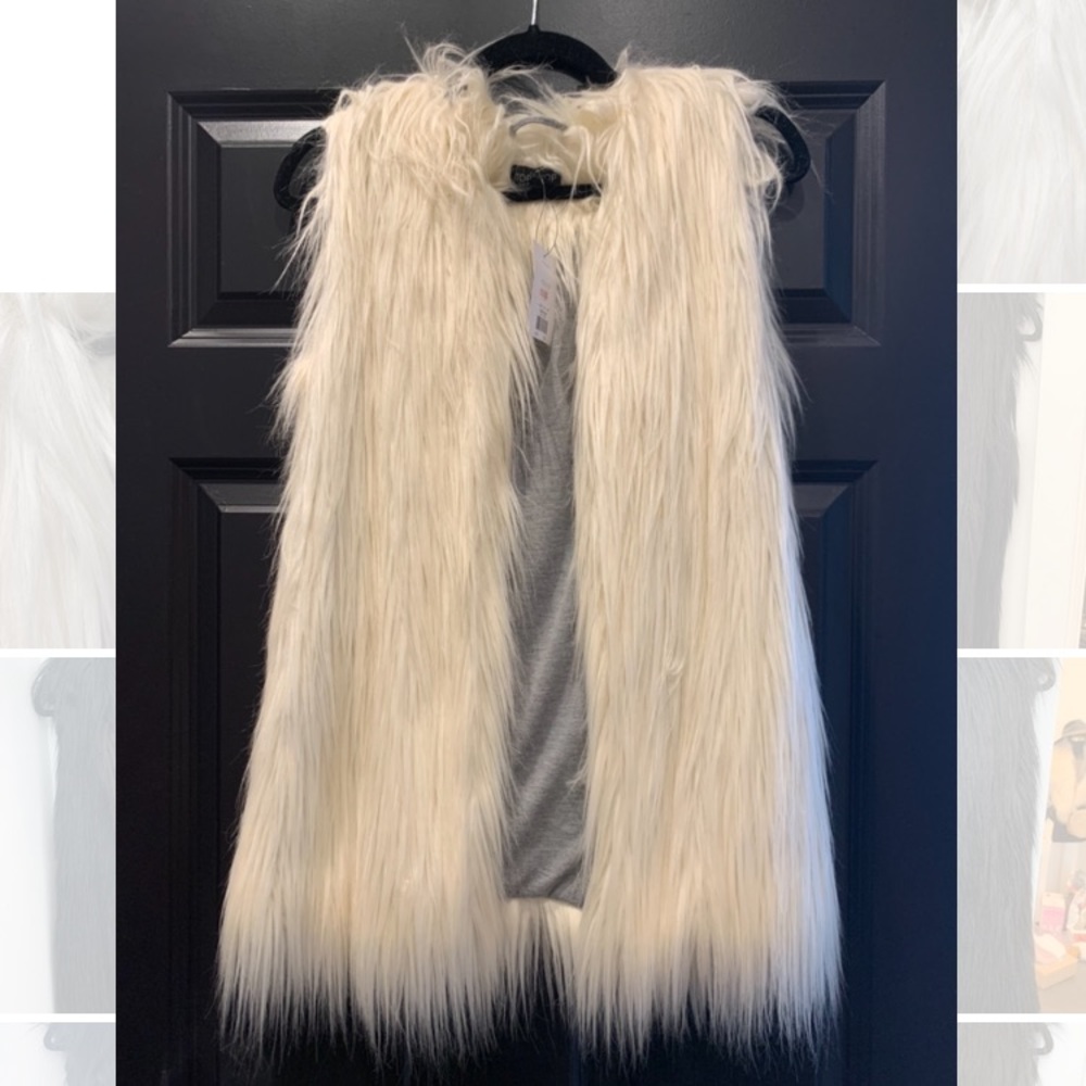 NWT Topshop Cream Faux Fur Vest In Size 4